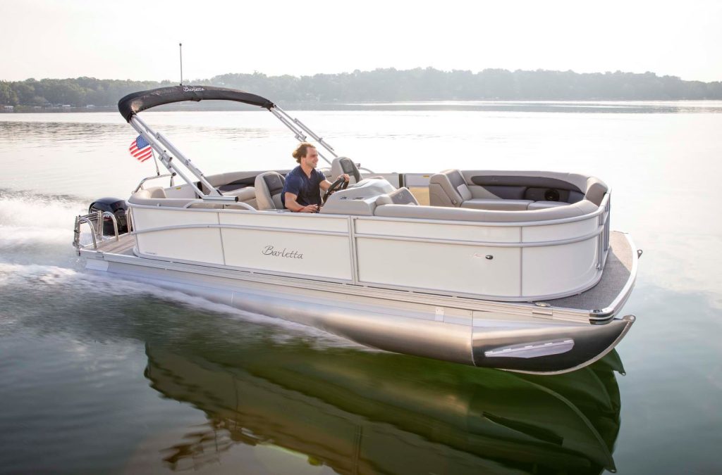 Barletta Aria Pontoon Boat on Lake